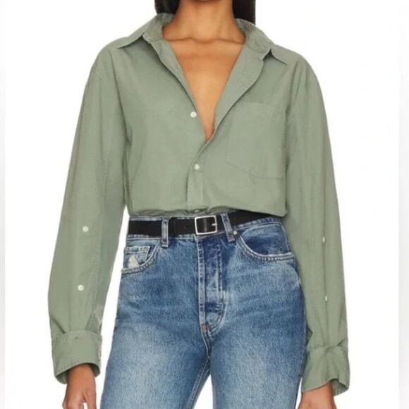 CITIZENS OF HUMANITY SIZE LARGE SAGE NOVA KAYLA SHRUNKEN SHIRT REVOLVE - Picture 1 of 11